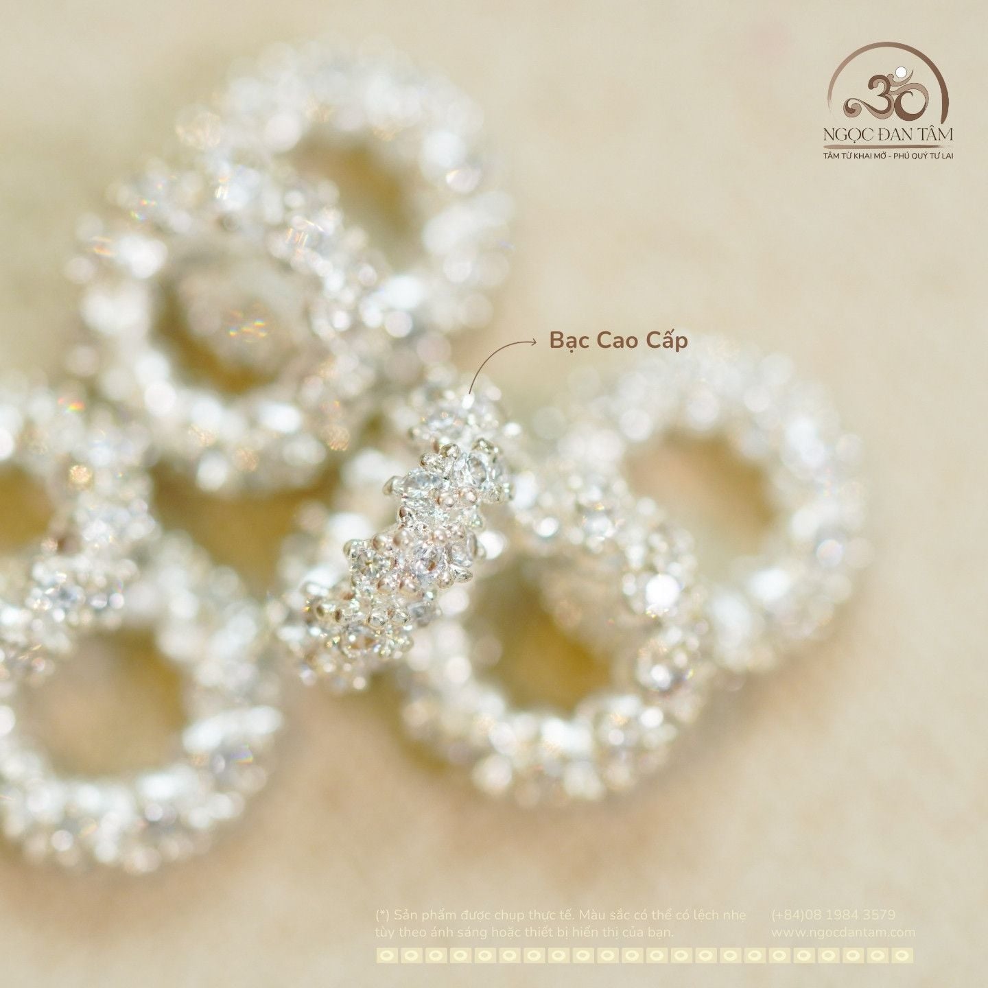  Charm Vòng Lấp Lánh 8mm - Bạc Cao Cấp 