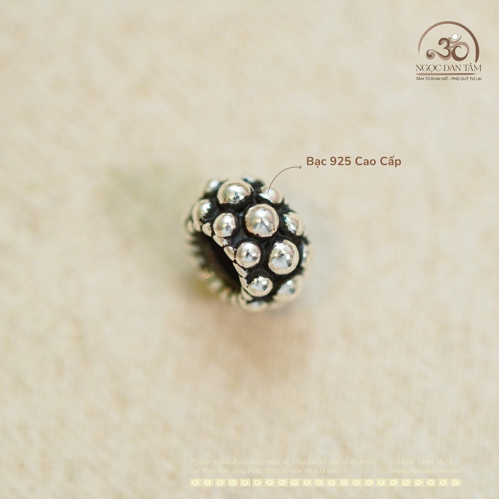  Charm Đệm Vảy Rồng Lớn 7mm - Bạc Cao Cấp 