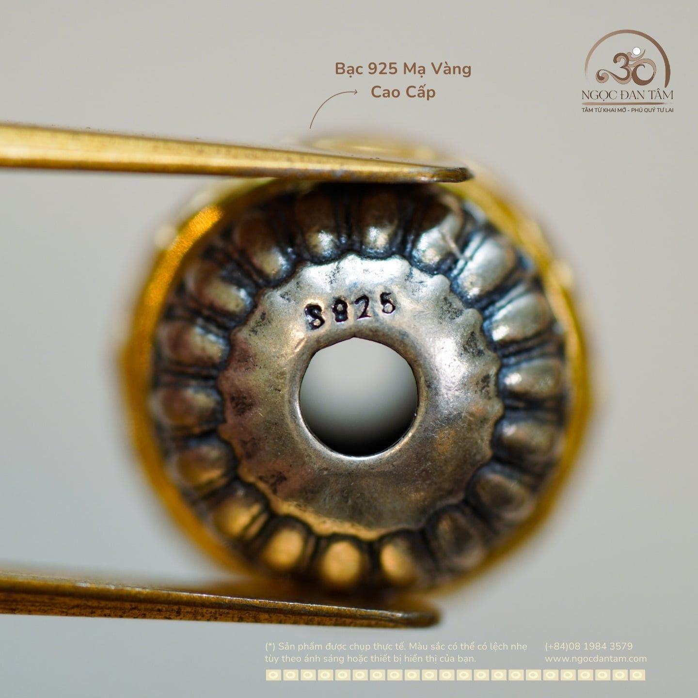  Charm Tường Vân Đầu Hoa 10.56mm - Bạc 925 Mạ Vàng Cao Cấp 