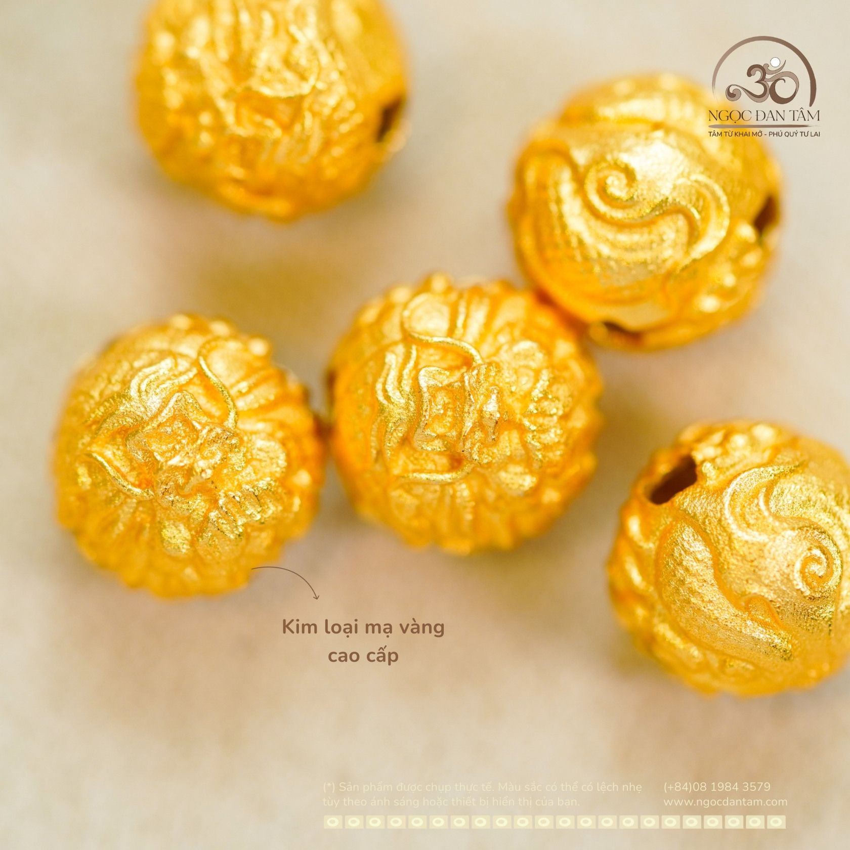  Charm Tròn Sư Tử 7,84mm - Kim Loại Mạ Vàng Cao Cấp 