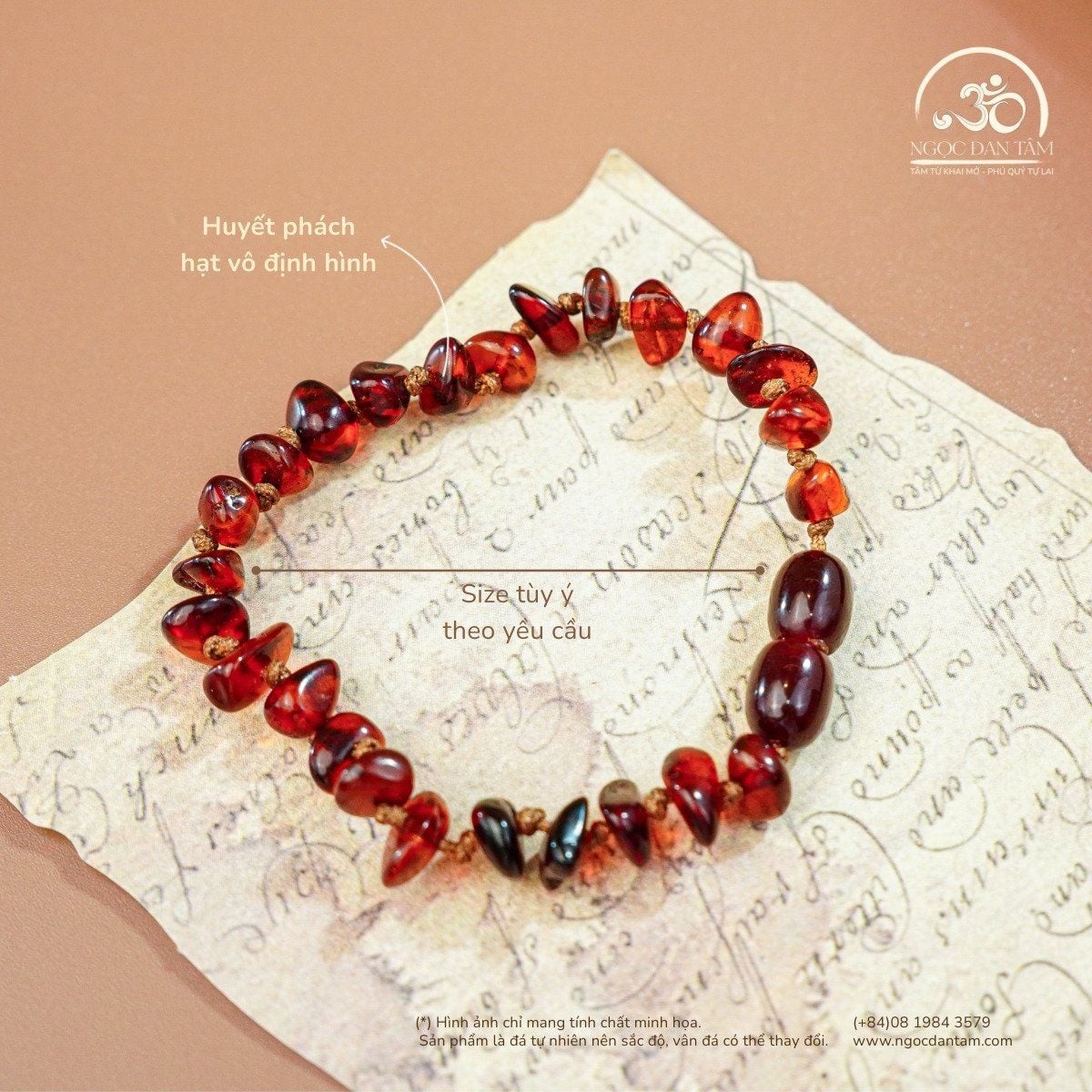  Vòng Tay Huyết Phách Cho Bé (25 Hạt - 4gram) 
