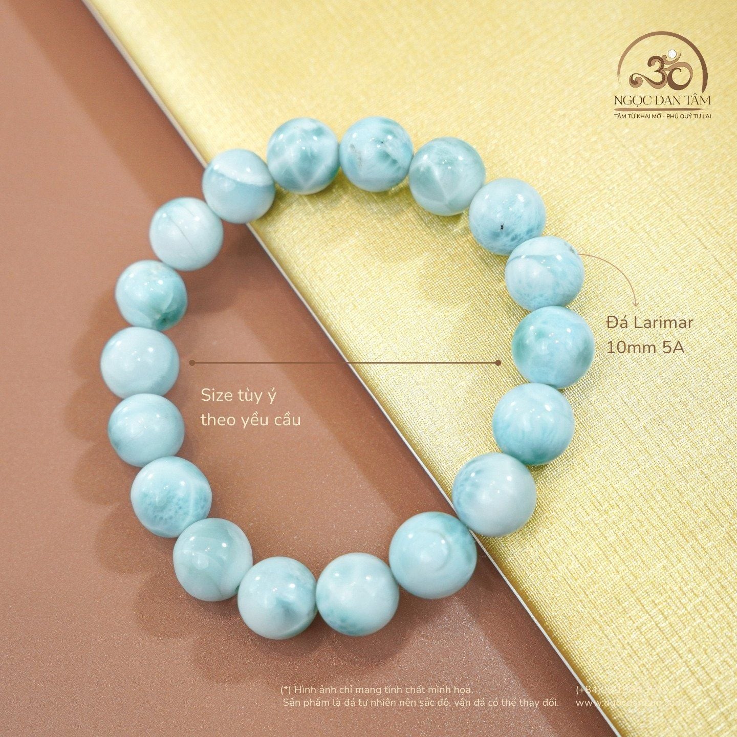  Vòng Tay Đá Larimar 10mm 5A 