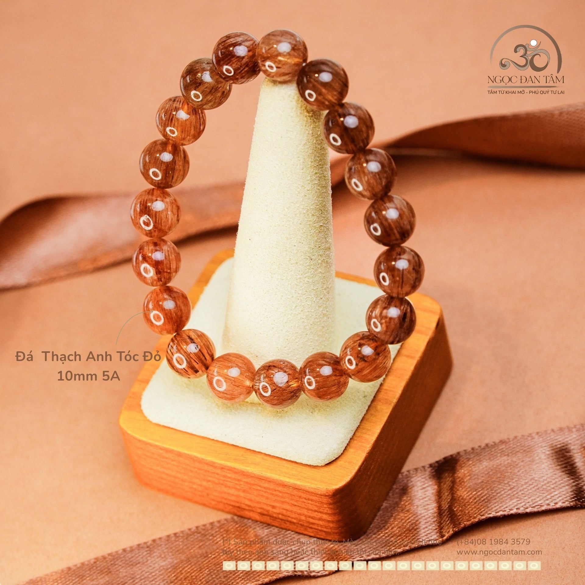  Vòng Tay Thạch Anh Tóc Đỏ 10mm 5A 