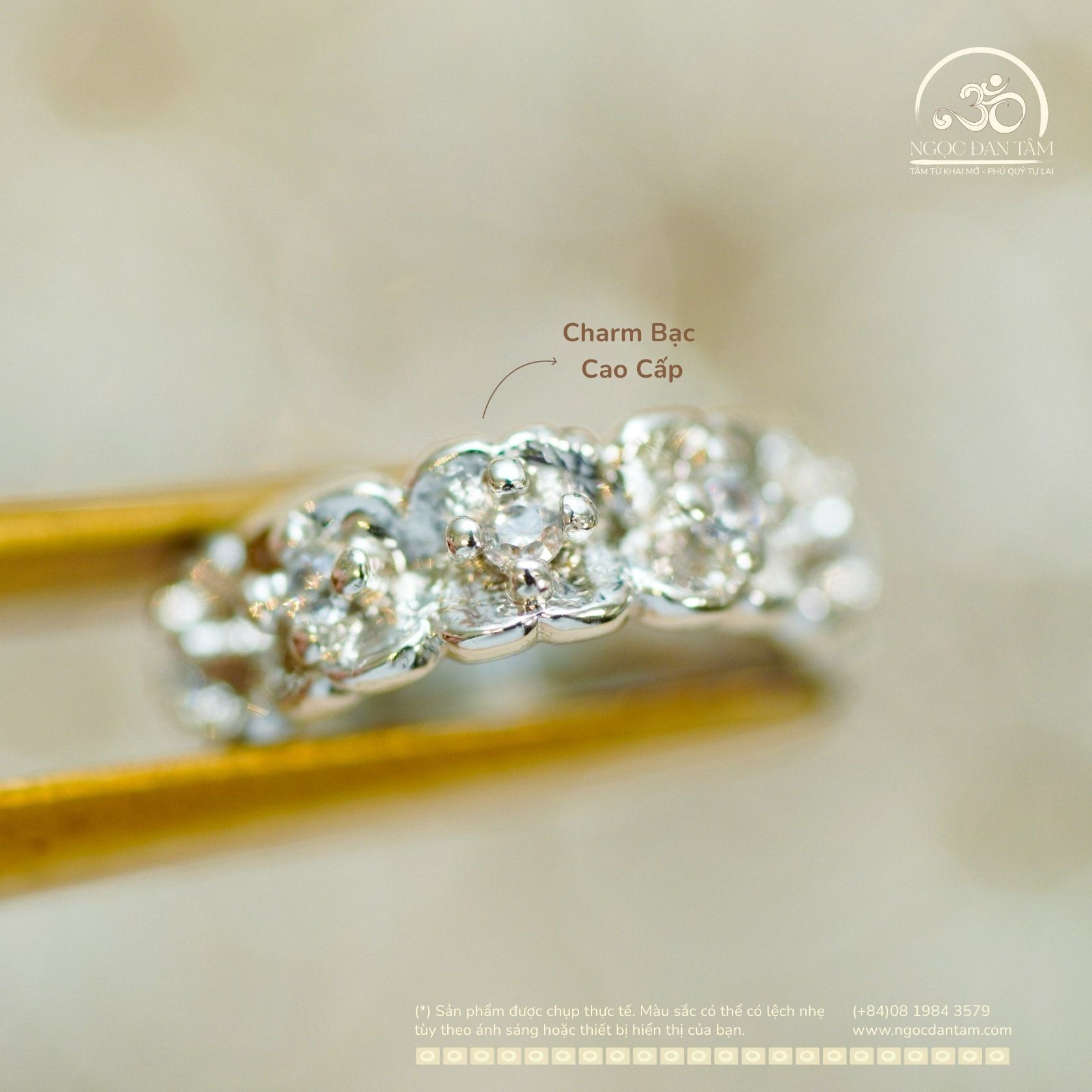  Charm Bạc cỏ 4 Lá Size 10 - Bạc Cao Cấp 