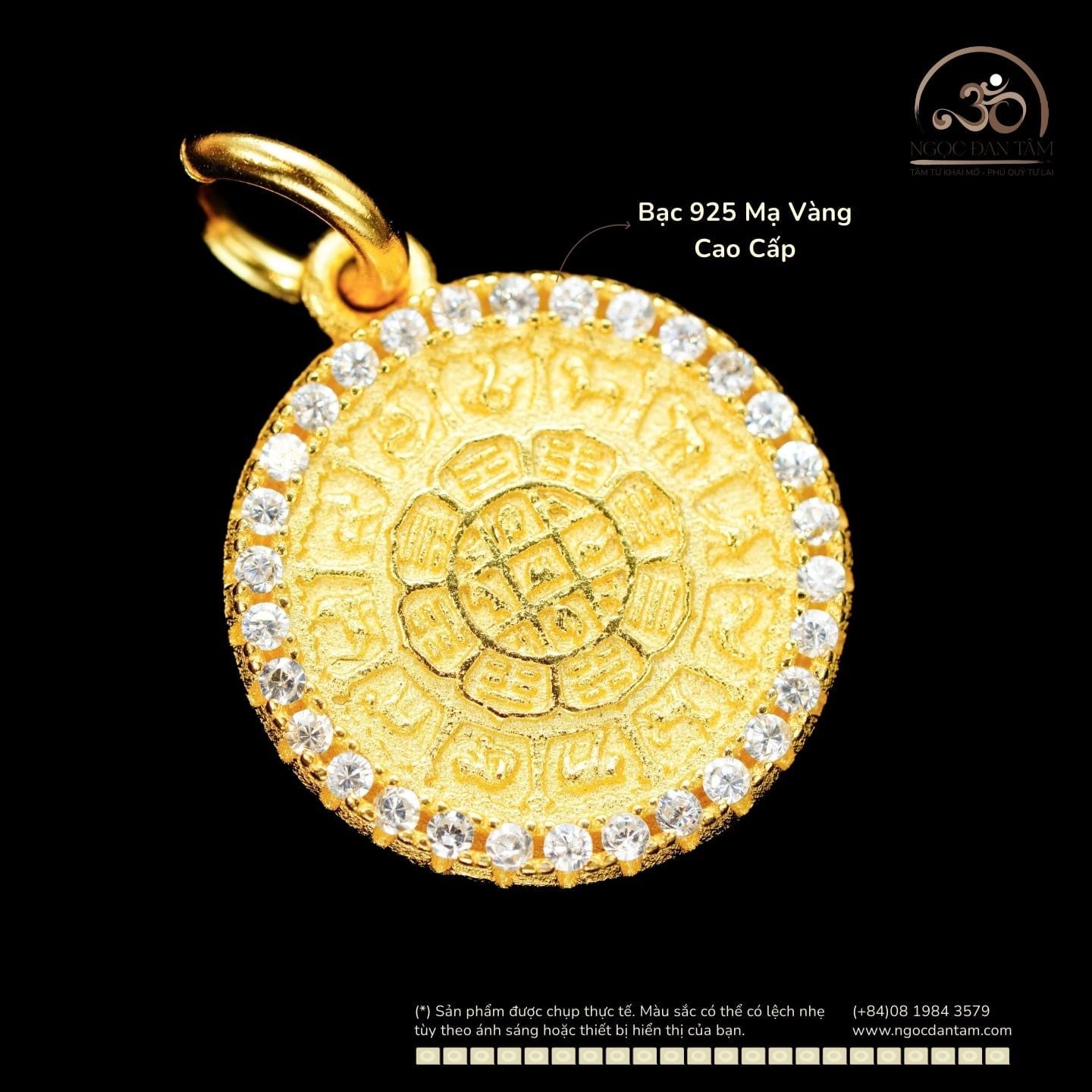  Mặt Dây Chuyền 12 Con Giáp Đính Đá 13.67mm - Bạc 925 Mạ Vàng Cao Cấp 