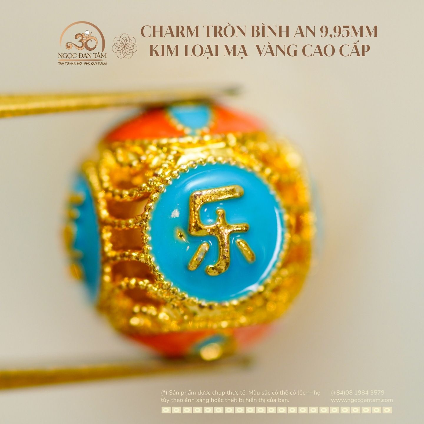  Charm Tròn Bình An 9.95mm  - Kim Loại Mạ Vàng 