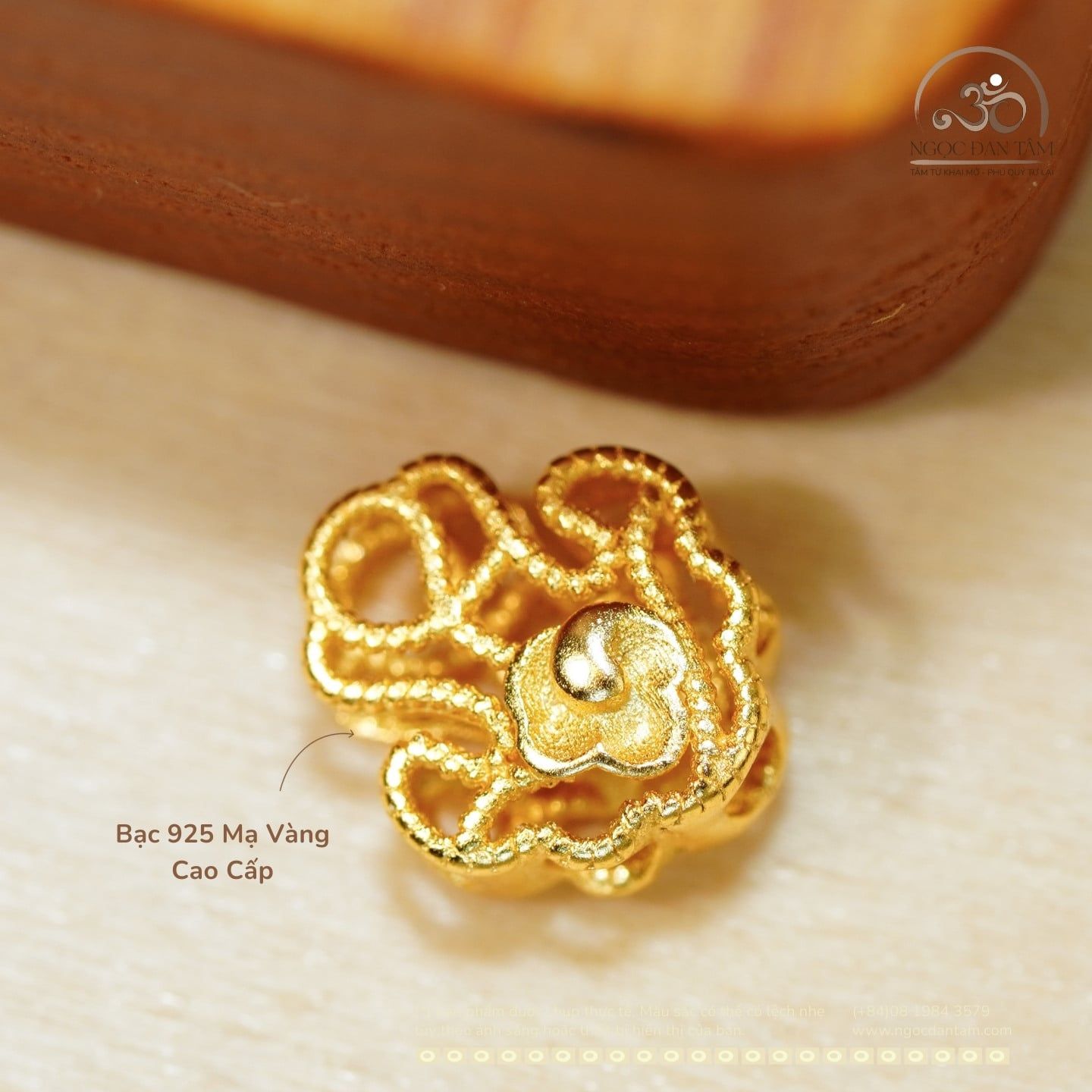  Charm Đuôi Cá 8mm - Bạc 925 Mạ Vàng Cao Cấp 