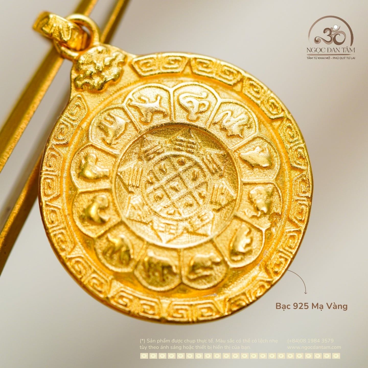  MDC Văn Thù Cửu Cung 8 Hướng 19,75mm - Bạc 925 Mạ Vàng Cao Cấp 