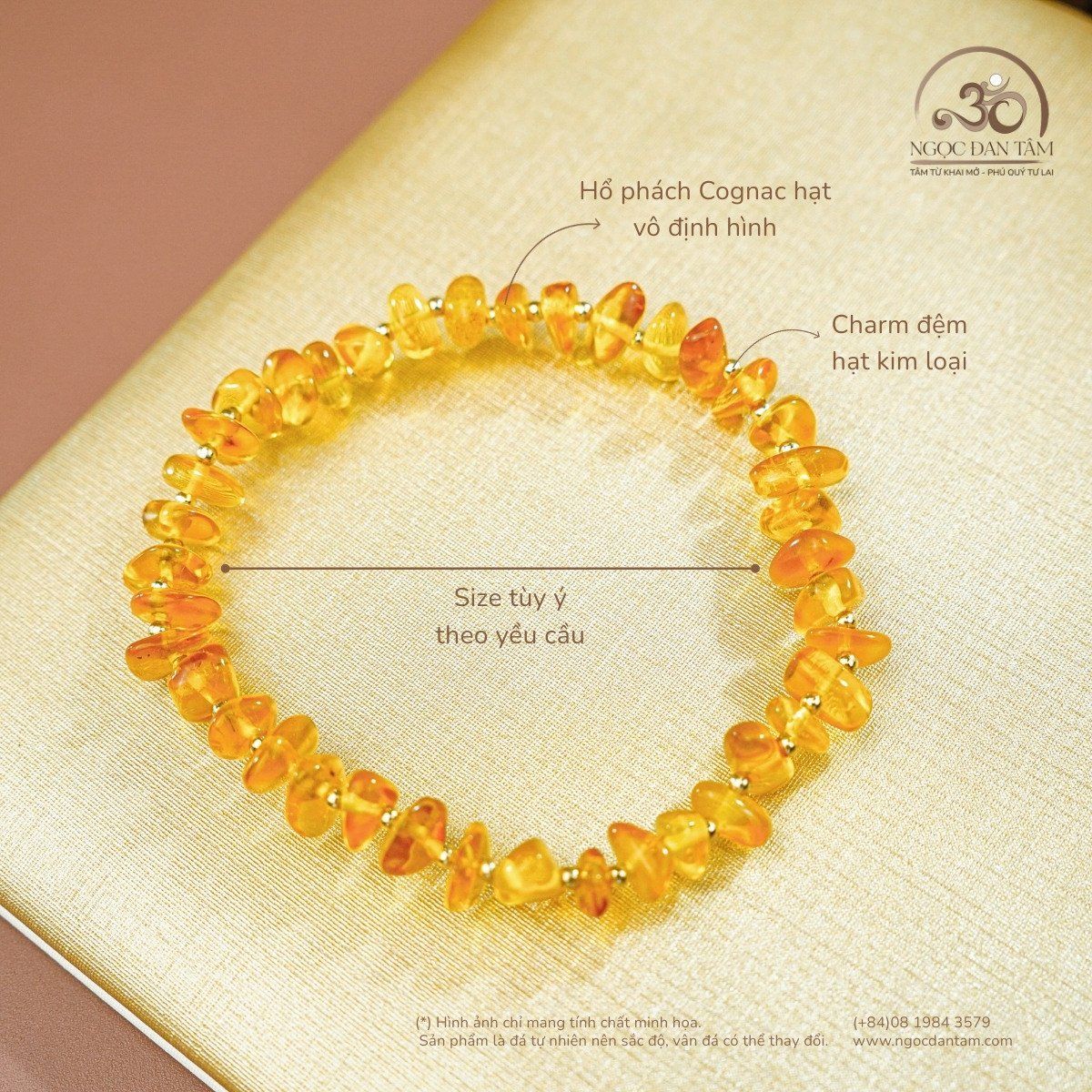  Vòng Tay Hổ Phách Phối Charm (29 Hạt - 3gram) 