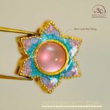  Charm Hoa Nhụy Hồng 10,84mm - Kim Loại Mạ Vàng Cao Cấp 