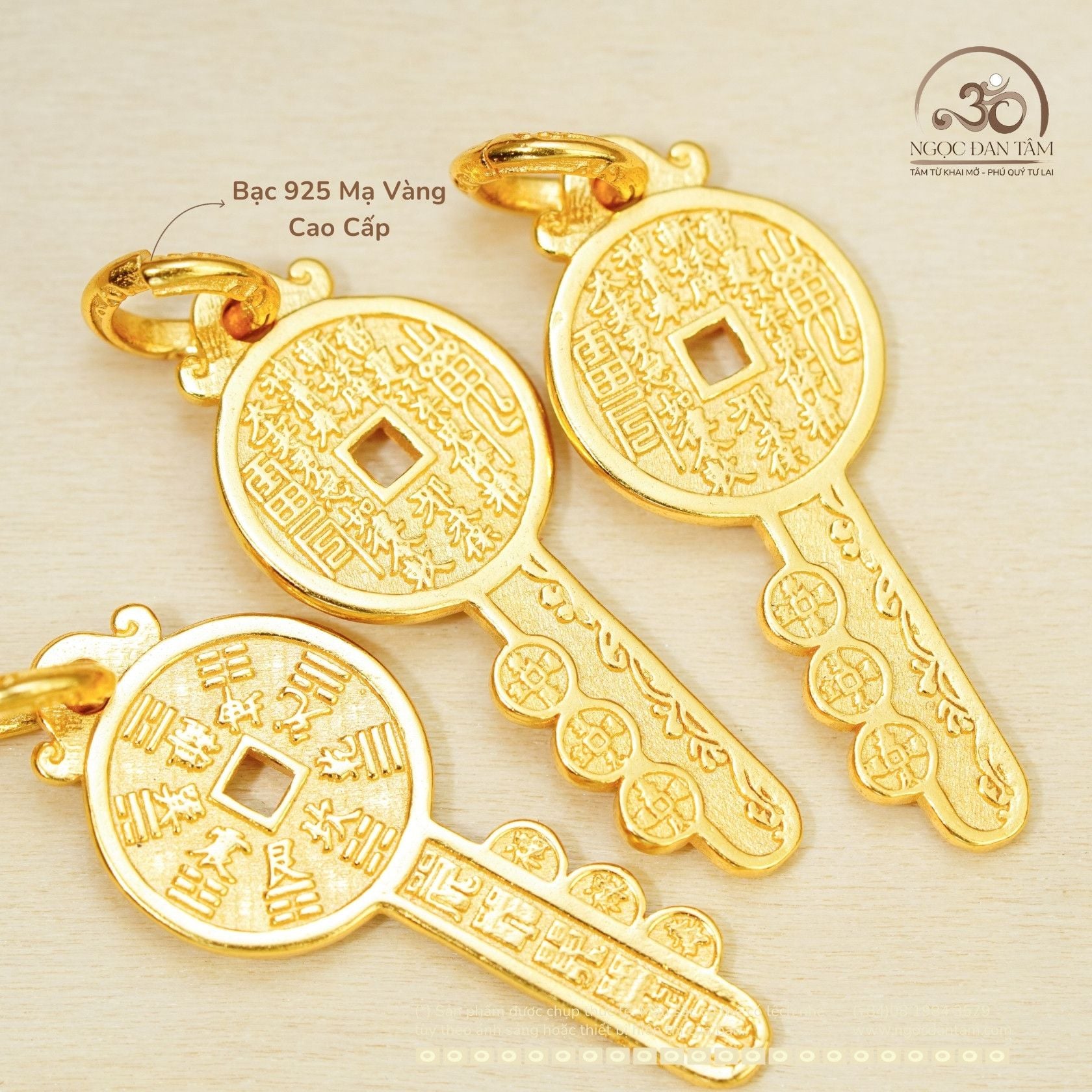  Mặt Dây Chuyền Chìa Khóa Vàng - Bạc 925 Mạ Vàng Cao Cấp 