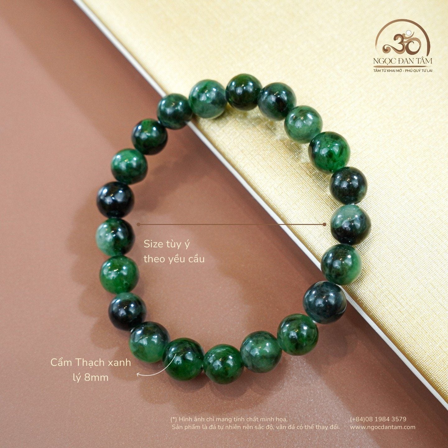  Vòng tay Cẩm Thạch Xanh Lý 8mm 