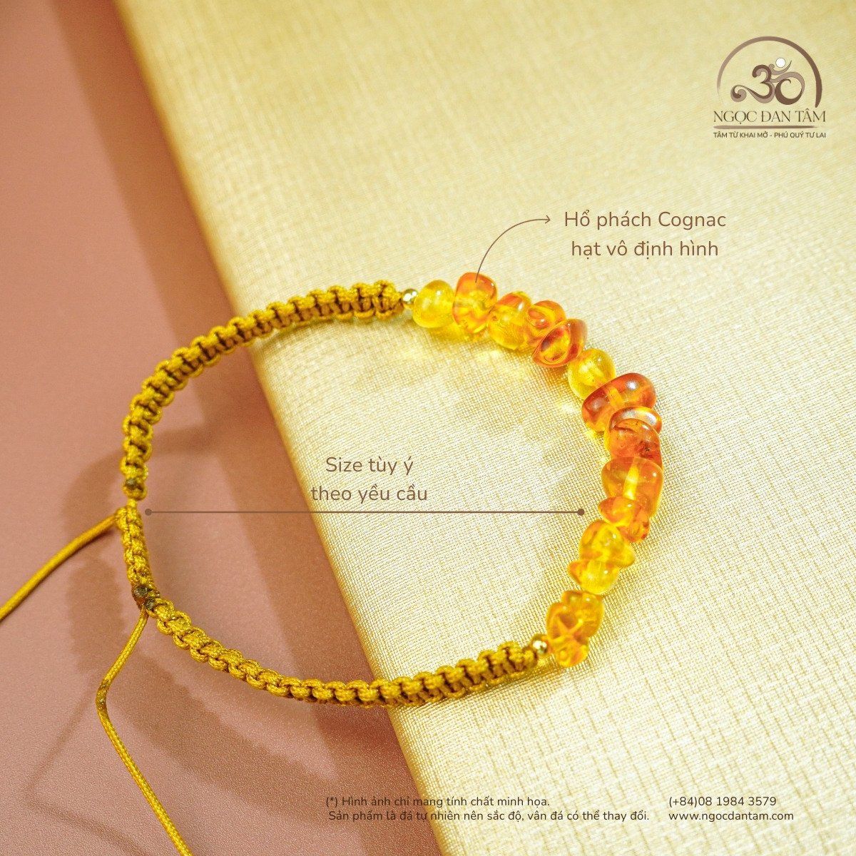  Vòng Tay Hổ Phách Dây Nút Ngang (15 Hạt- 2gram) 