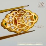  Charm Lá Đính Đá 13,38mm - Bạc 925 Mạ Vàng Cao Cấp 