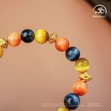  Vòng Tay Đá Mắt Hổ Tam Tài 8mm 5A Phối Charm 