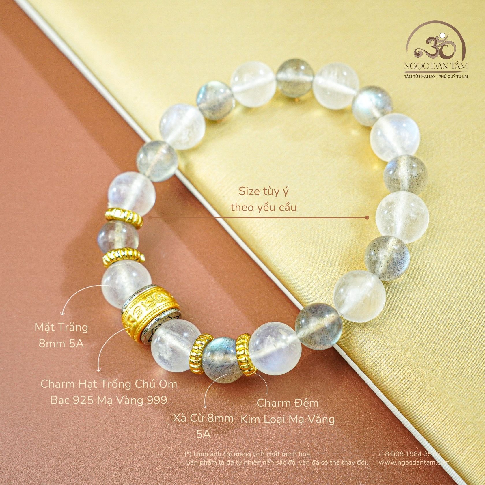  Vòng Tay Hắc - Bạch Nguyệt Quang Phối Charm 