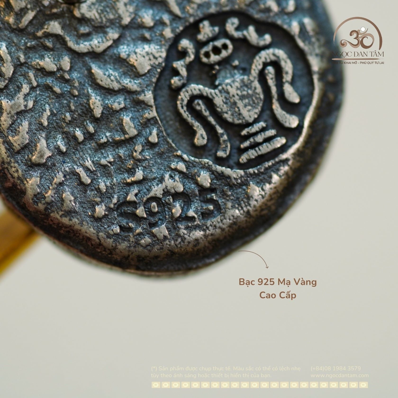  Charm Voi Thần 15,04mm - Bạc 925 Mạ Vàng Cao Cấp 