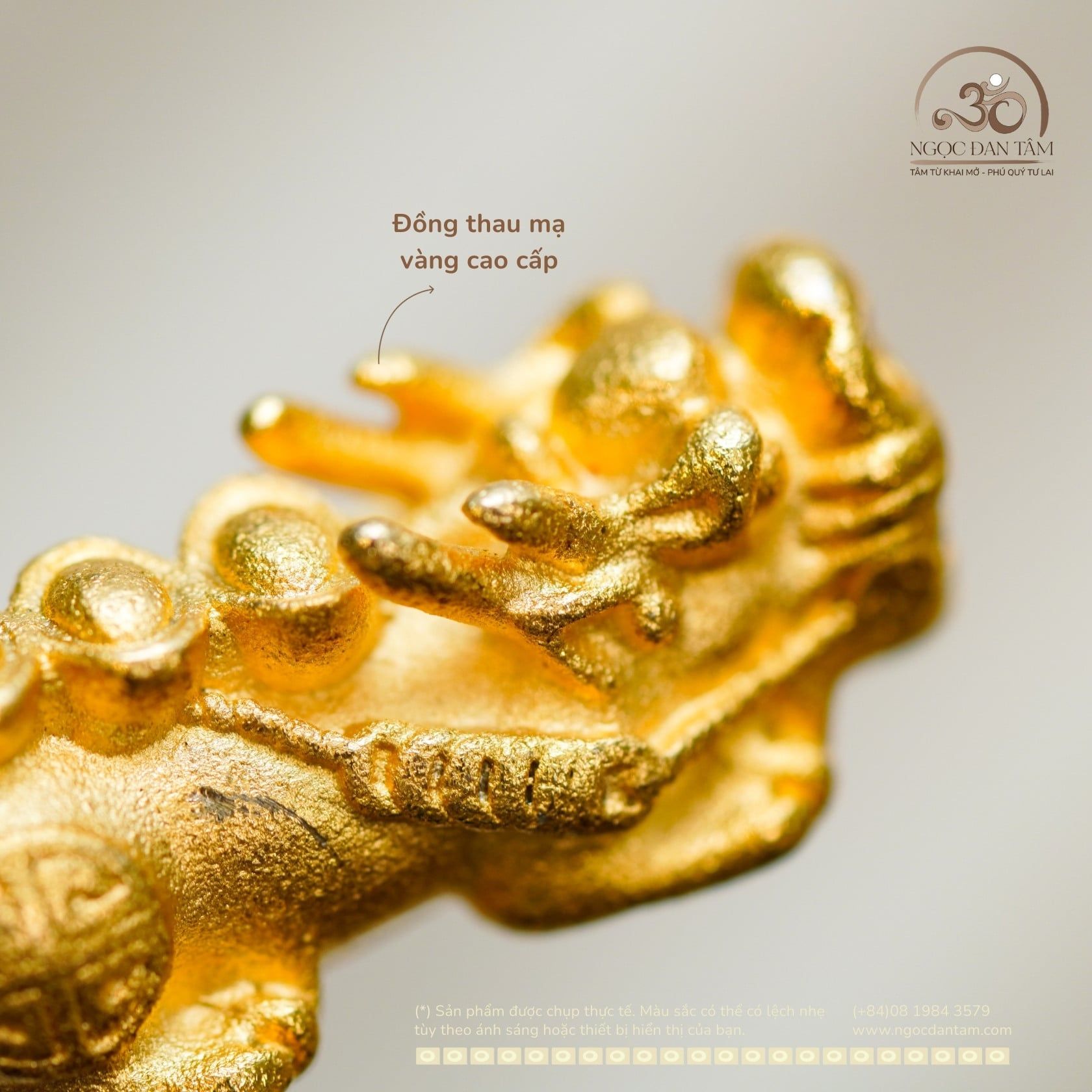  Tỳ Hưu 105T 24,24mm - Đồng Thau Mạ Vàng 999 Cao Cấp 