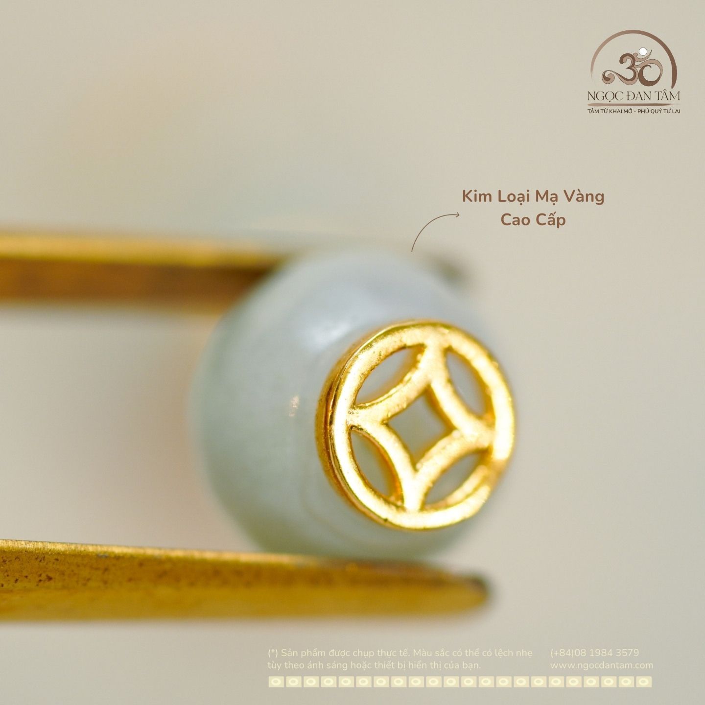  Charm Ngọc Đồng Tiền 6.08mm - Kim Loại Mạ Vàng Cao Cấp 