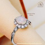  Nhẫn Bạc 925 Đính Đá Opal Trắng 6x8mm 