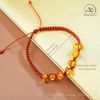  Vòng Tay Hổ Phách Cognac Dây Nút Ngang (7 Hạt) 
