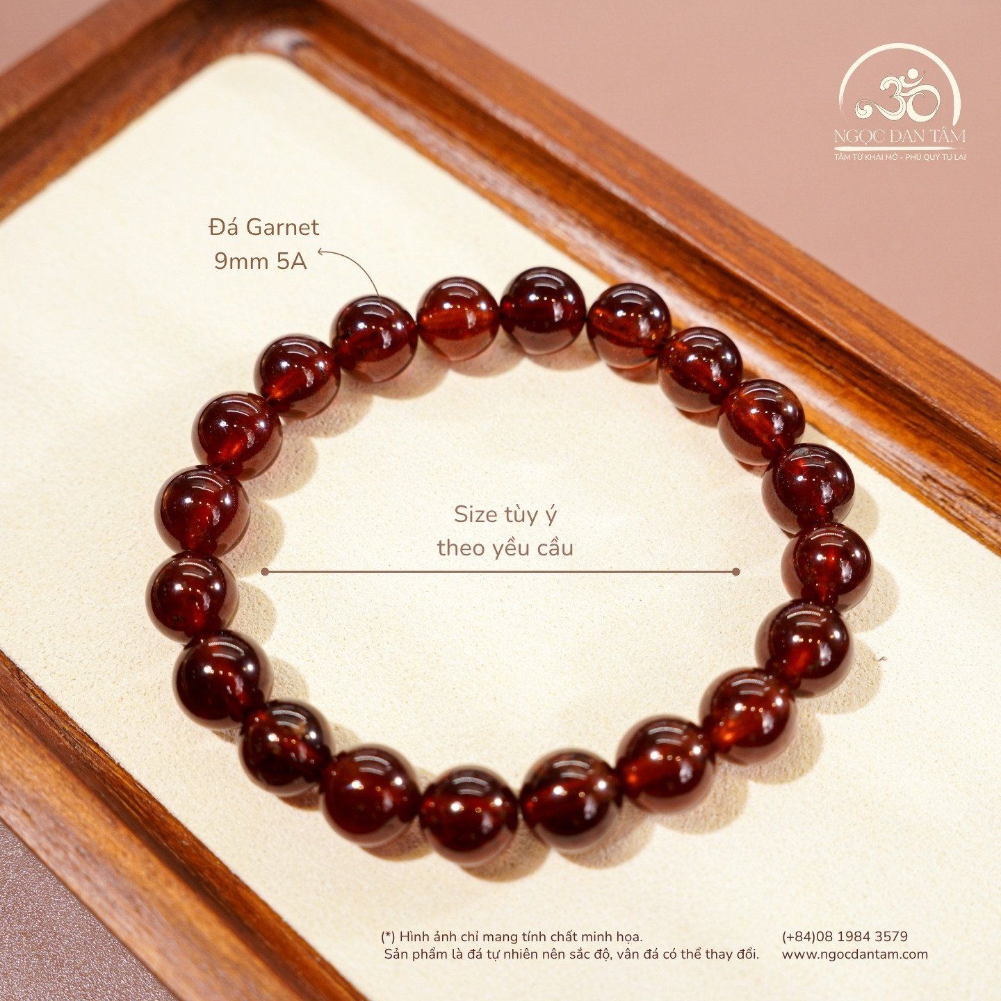  Vòng Tay Garnet 9mm 5A 