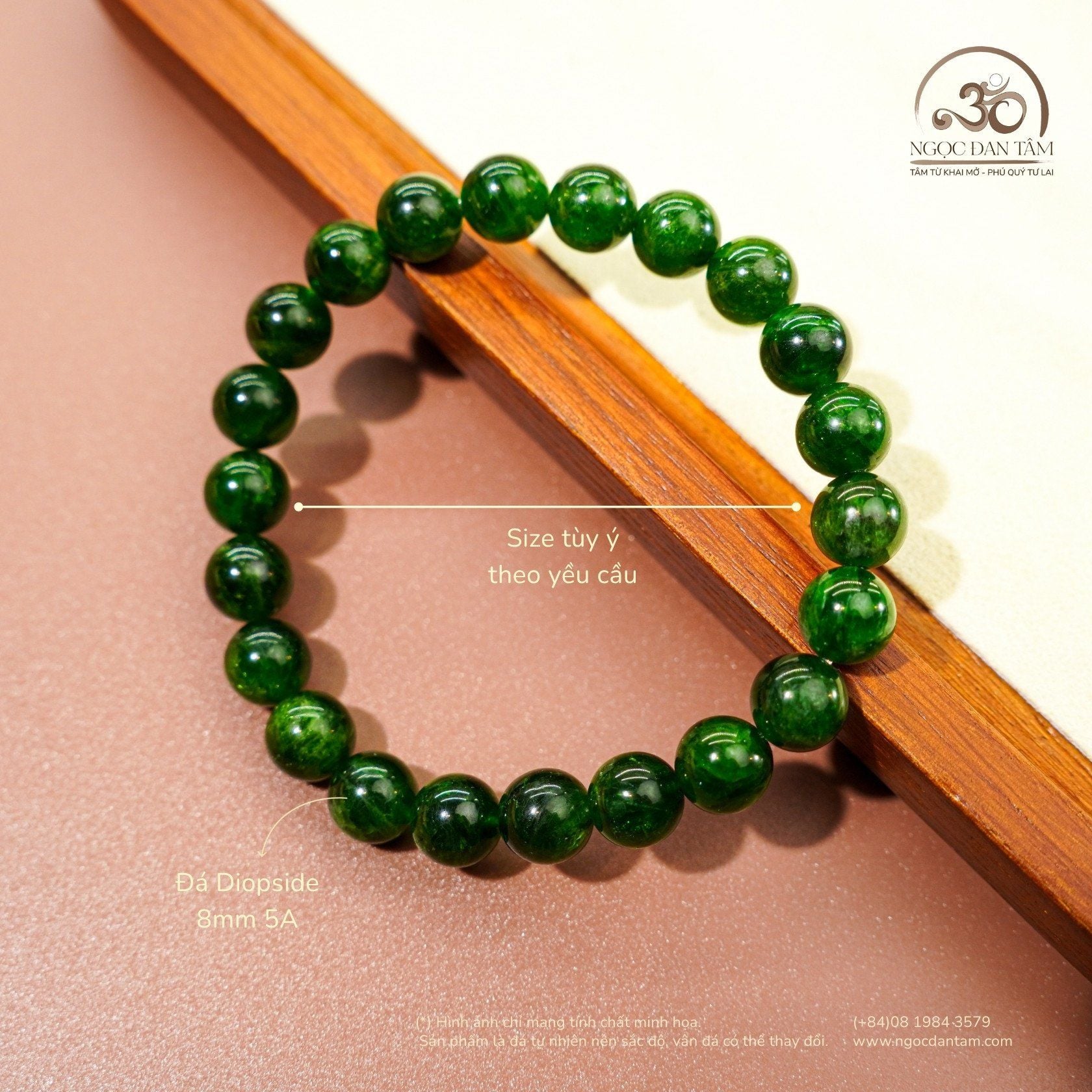  Vòng Tay Đá Diopside 8mm 5A 