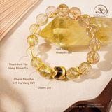  Vòng Tay Thạch Anh Tóc Vàng Phối Charm Dzi 11mm7A 
