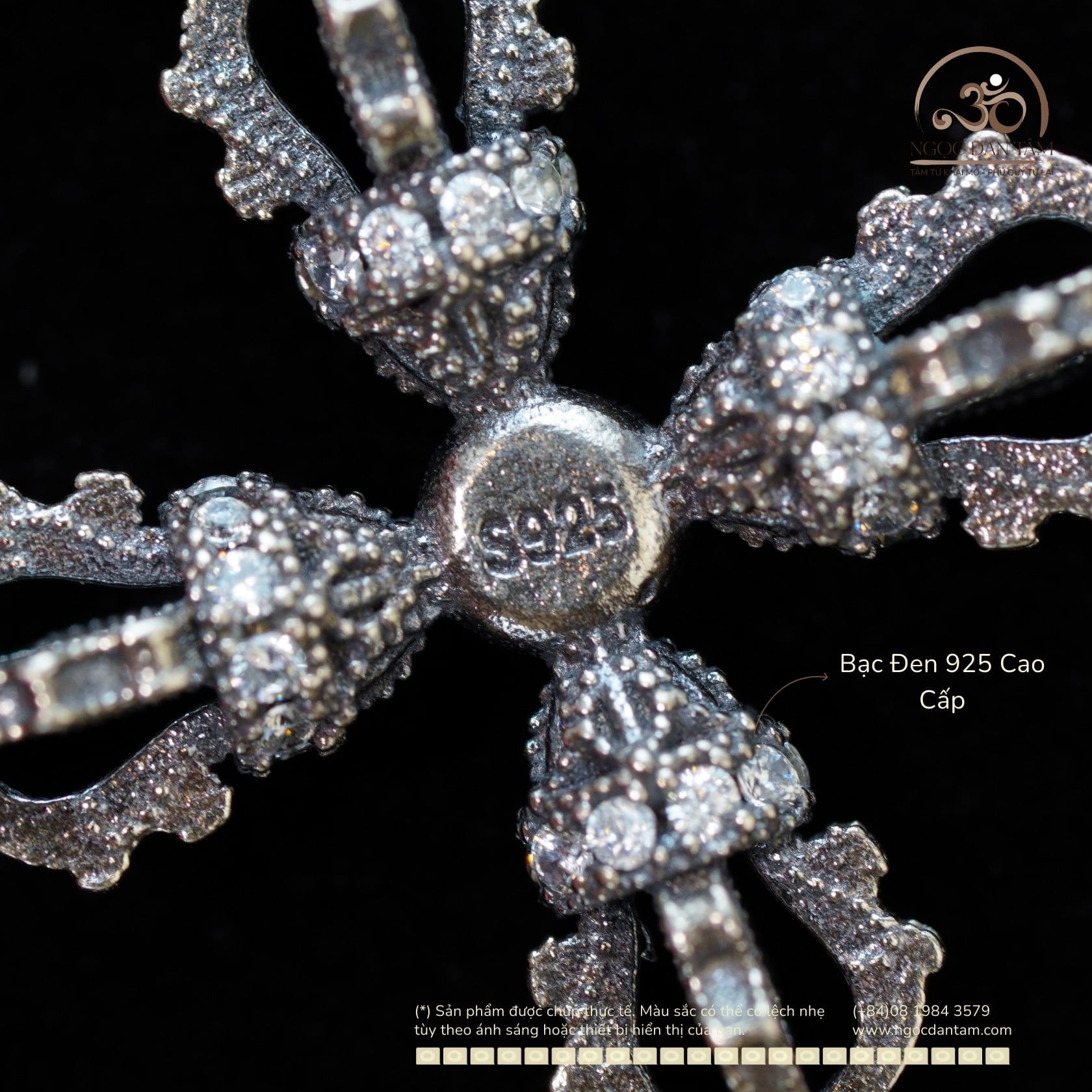  Mặt Dây Chuyền Kim Cang Phối Đá - Bạc Đen 925 Cao Cấp 