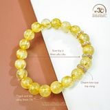  Vòng Tay Thạch Anh Tóc Vàng 9mm 7A Phối Charm Mạ Vàng 