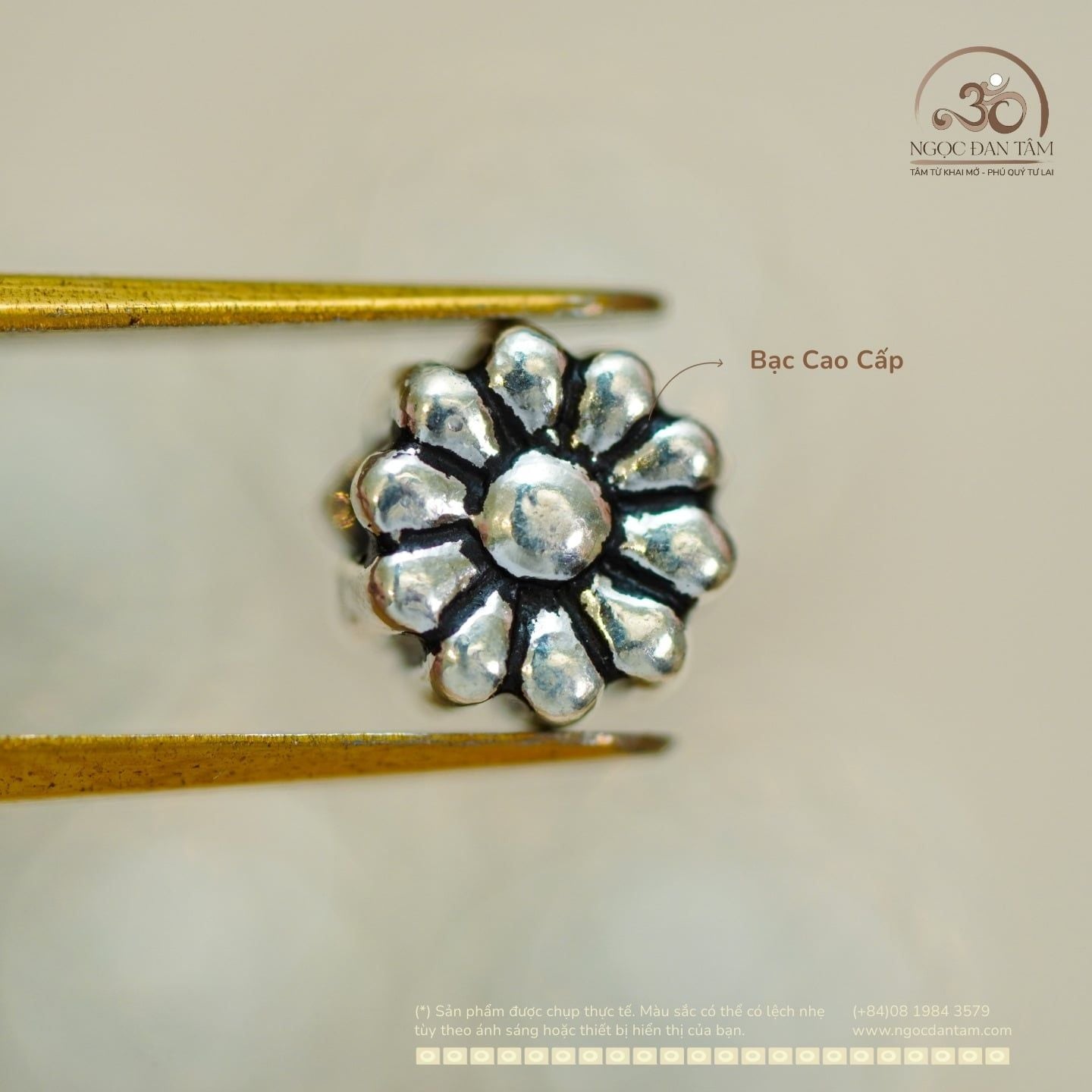  Charm Đệm Hoa Cúc 6mm - Bạc Cao Cấp 