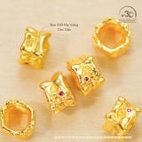  Charm Răng Đính Đá Hồng Nhỏ 5.73mm - Bạc 925 Mạ Vàng Cao Cấp 