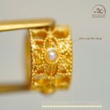  Charm Tròn Đính Ngọc Trai 10.68mm - Kim Loại Mạ Vàng 