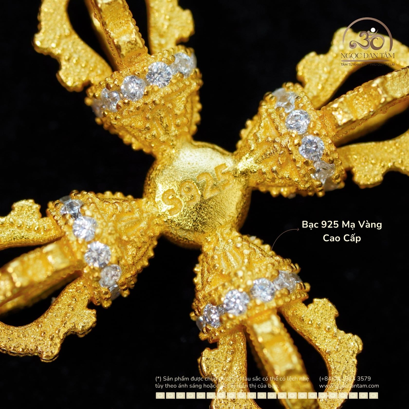  Mặt Dây Chuyền Kim Cang Phối Đá - Bạc 925 Mạ Vàng Cao Cấp 