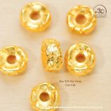  Charm Tròn Khối Cánh Hoa 7.18mm - Bạc 925 Mạ Vàng Cao Cấp 