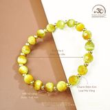  Vòng Tay Mắt Hổ Vàng 6x8mm Thuôn Phối Charm 