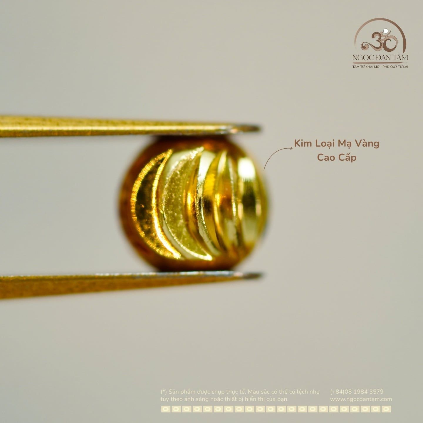  Charm Bi Tròn Cắt Giác Xoắn 5mm - Kim Loại Mạ Vàng Cao Cấp 