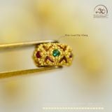  Charm Đệm Ren Đỏ Xanh Nhỏ - Kim Loại Mạ Vàng 