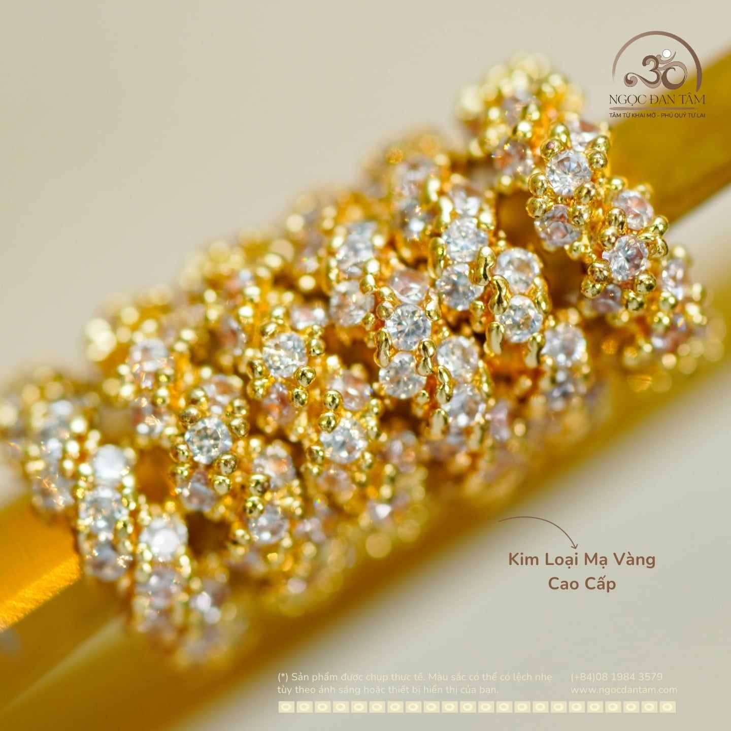  Charm Vòng Lấp Lánh  8,55mm - Kim Loại Mạ Vàng Cao Cấp 