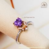  Nhẫn Bạc 925 Đính Đá Thạch Anh Tím Vuông Miện Tím 6mm 