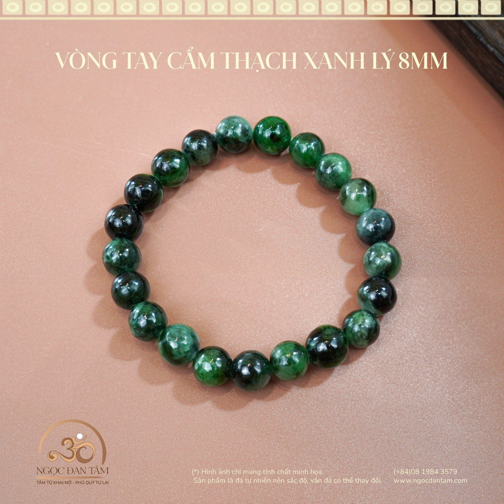  Vòng tay Cẩm Thạch Xanh Lý 8mm 