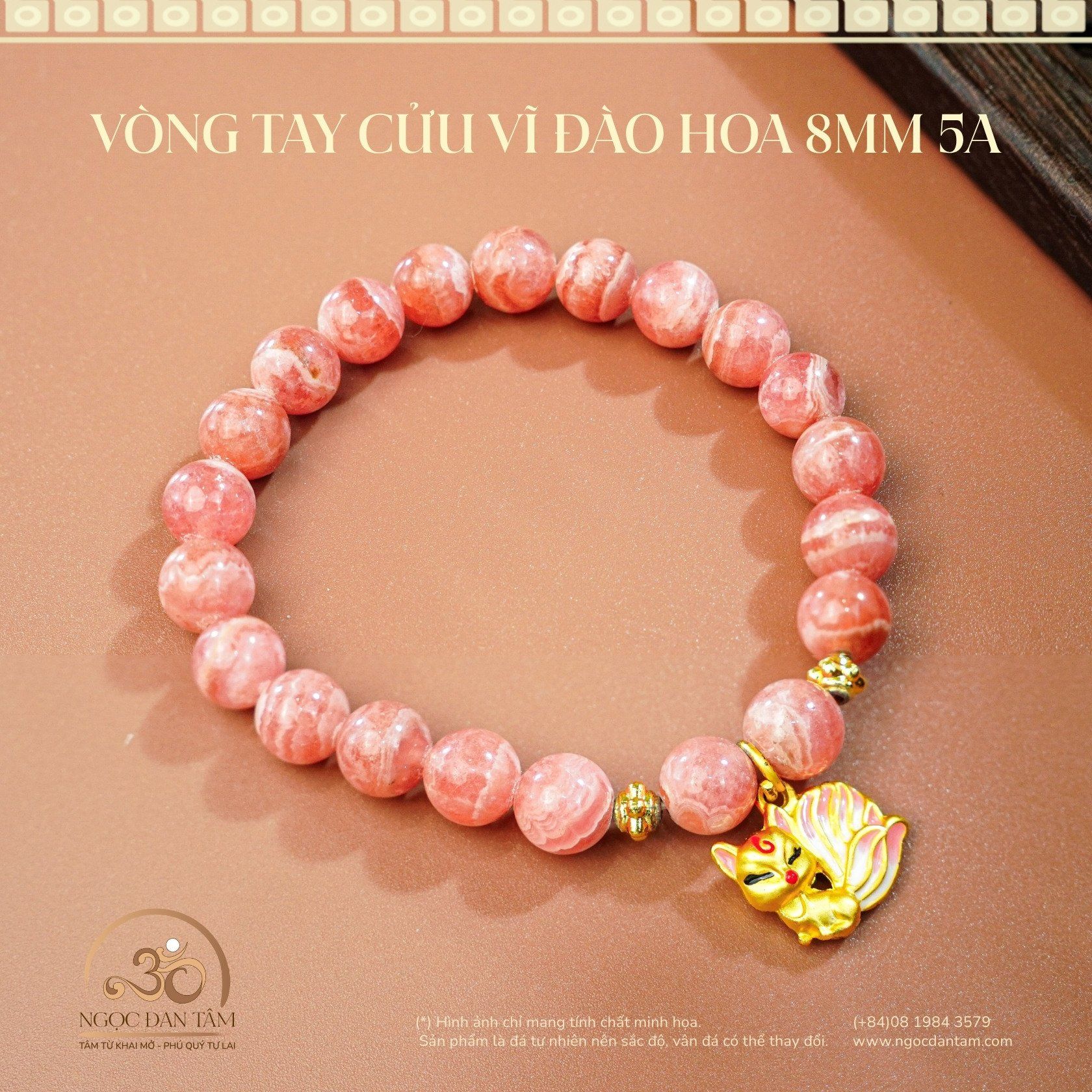  Vòng Tay Cửu Vĩ Đào Hoa 8mm 5A 