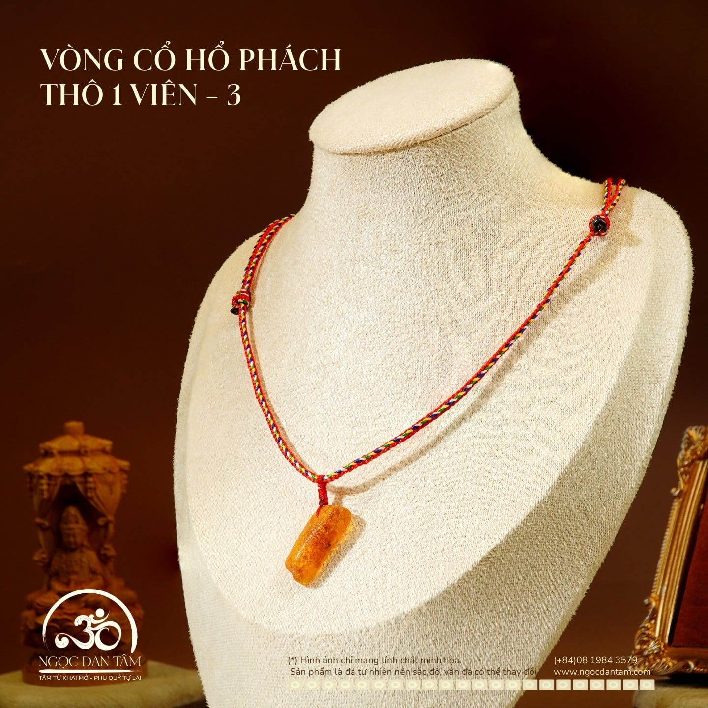  Vòng cổ Hổ Phách Thô 1 Viên 