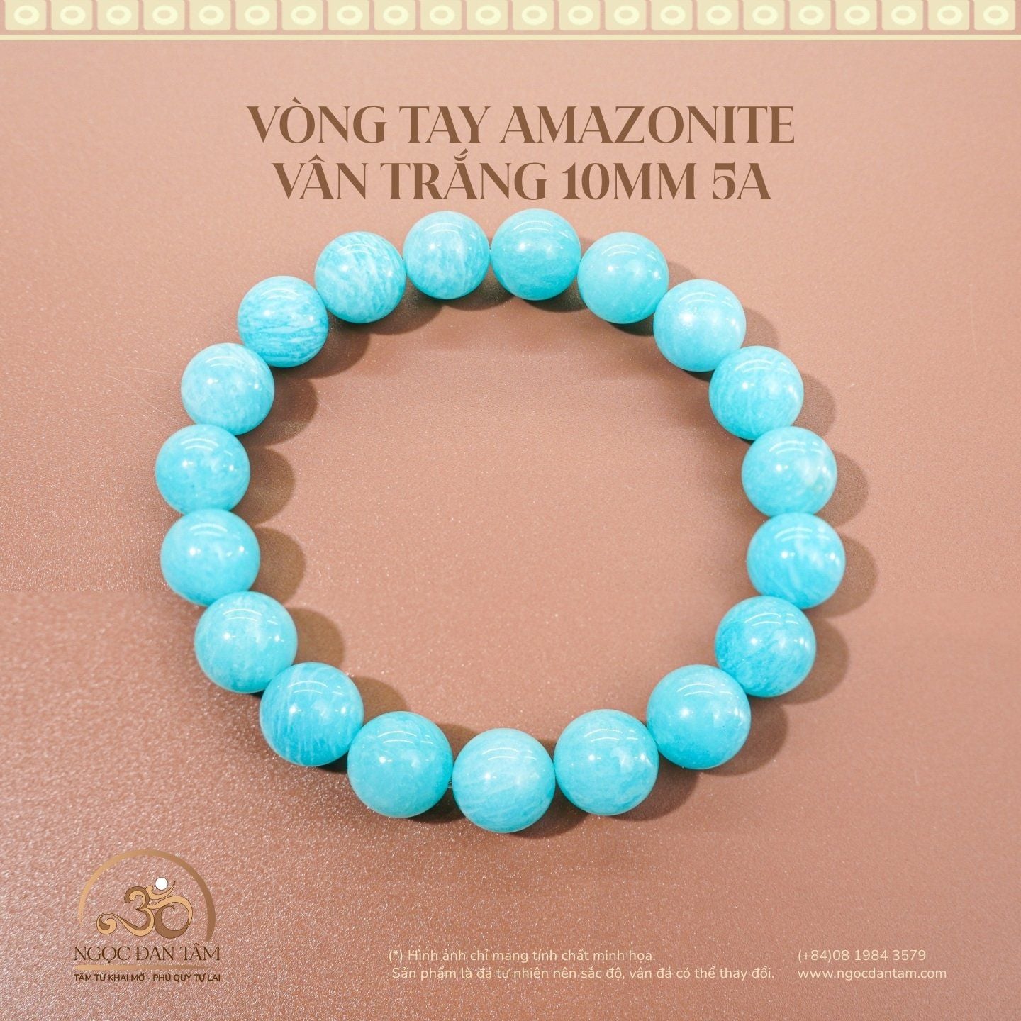  Vòng Tay Amazonite Vân Trắng 10mm 5A 