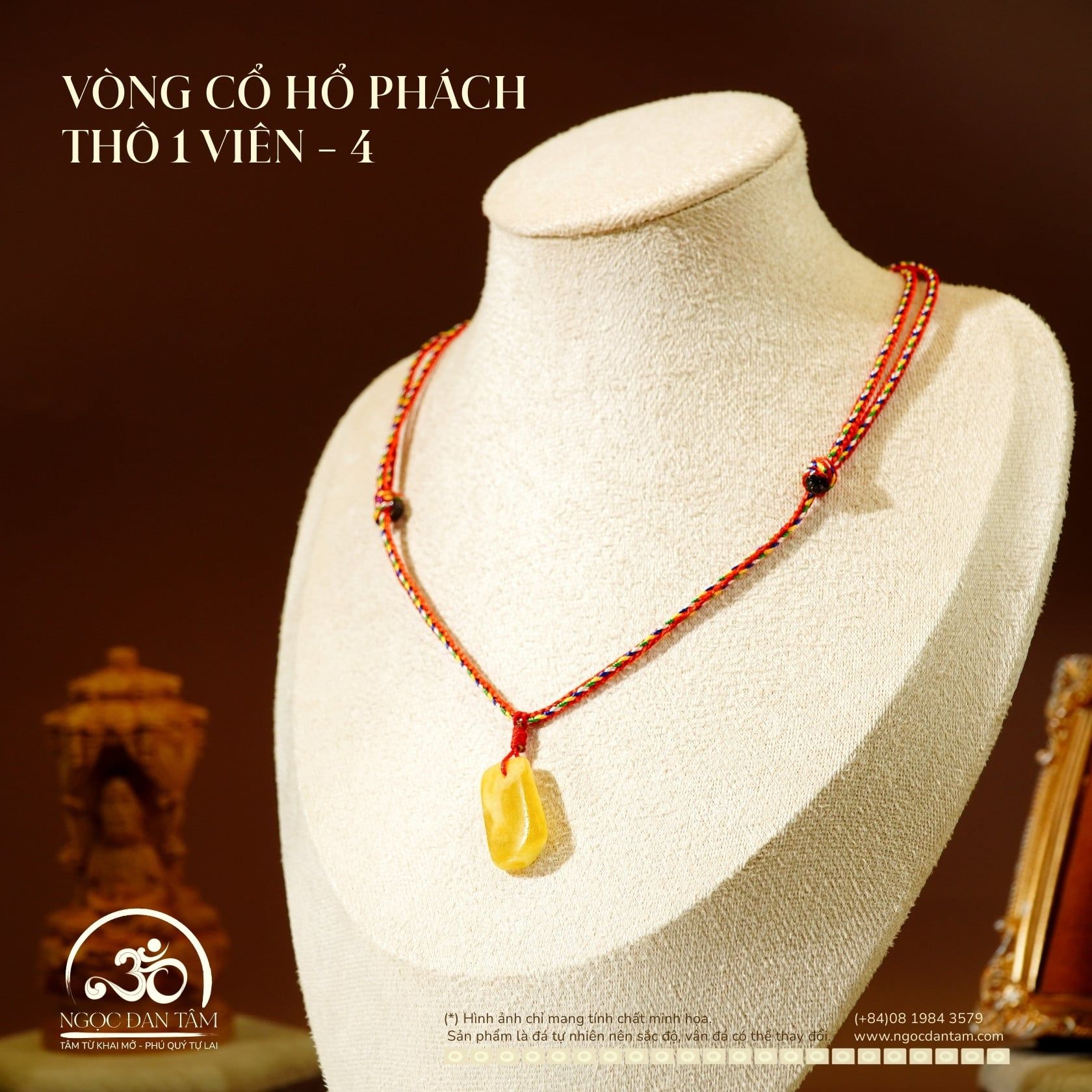  Vòng cổ Hổ Phách Thô 1 Viên 