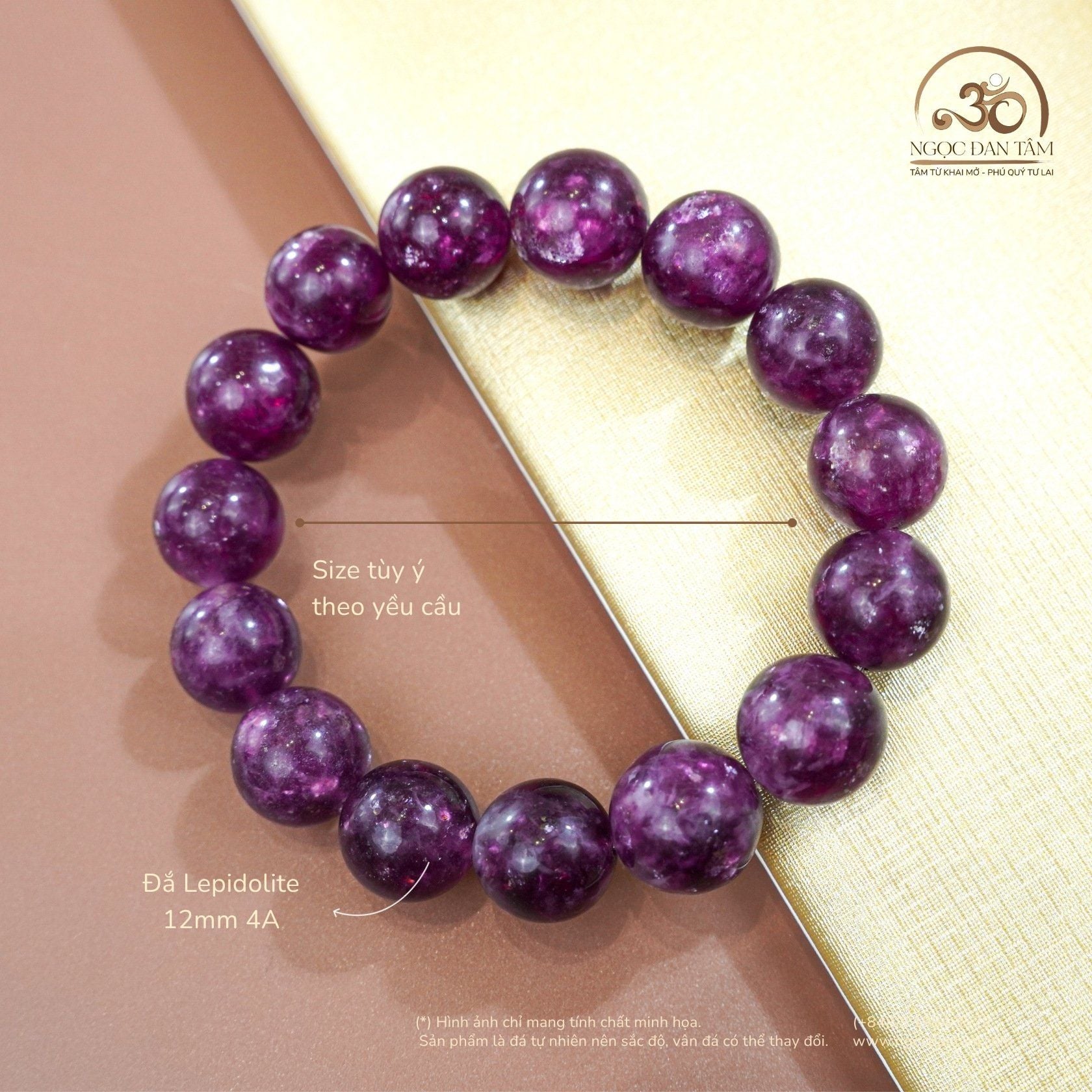  Vòng Tay Đá Lepidolite 12mm 4A 