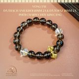  VòngTay Đá Thạch Anh Khói 10mm 2A Và Đá Topaz 10mm 2A Phối Charm Chùy Kim Cang 