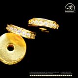  Charm Tròn Dẹp Đính Đá Lớn 7.83mm - Bạc 925 Mạ Vàng Cao Cấp 