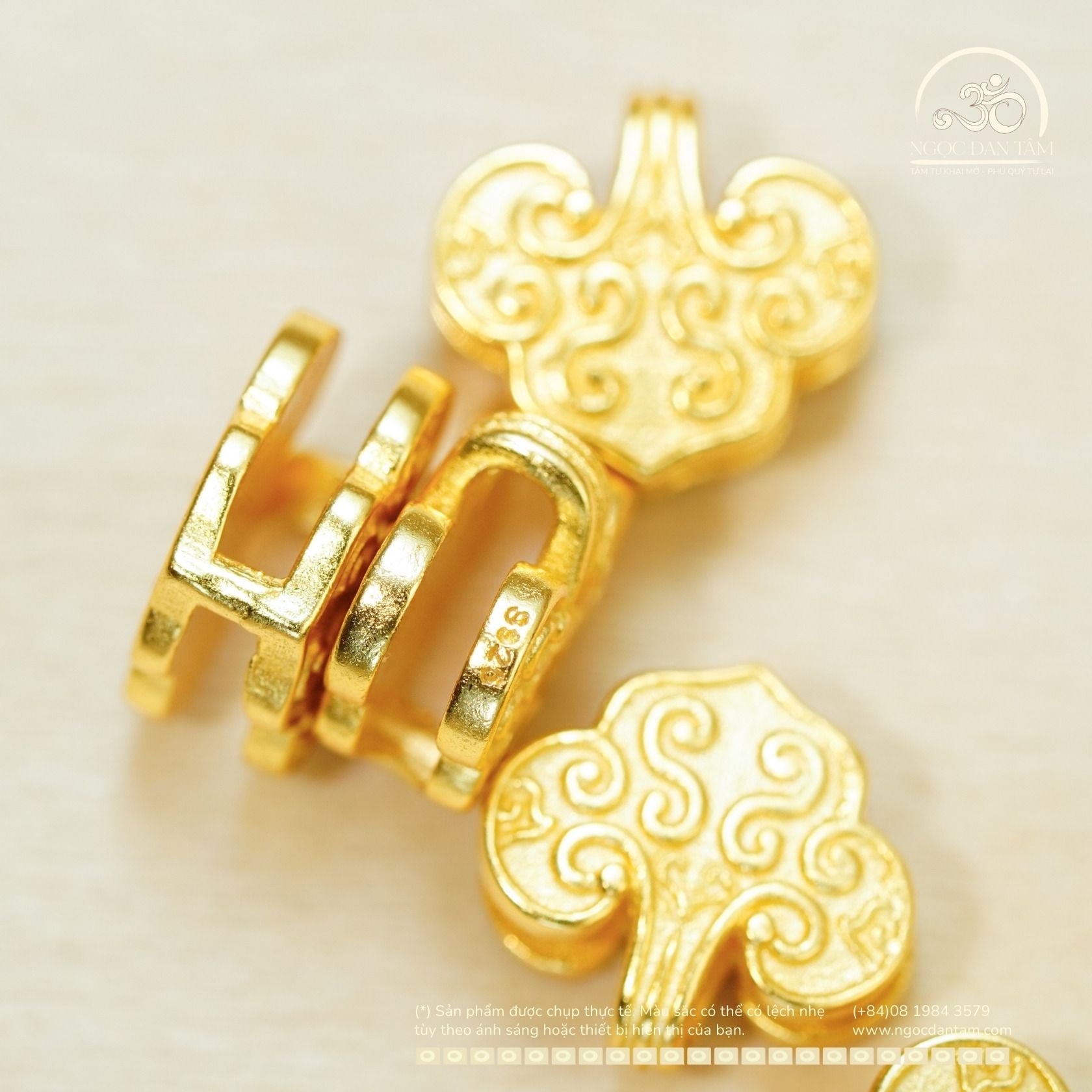  Charm Mây Đôi 11mm - Bạc 925 Mạ Vàng Cao 