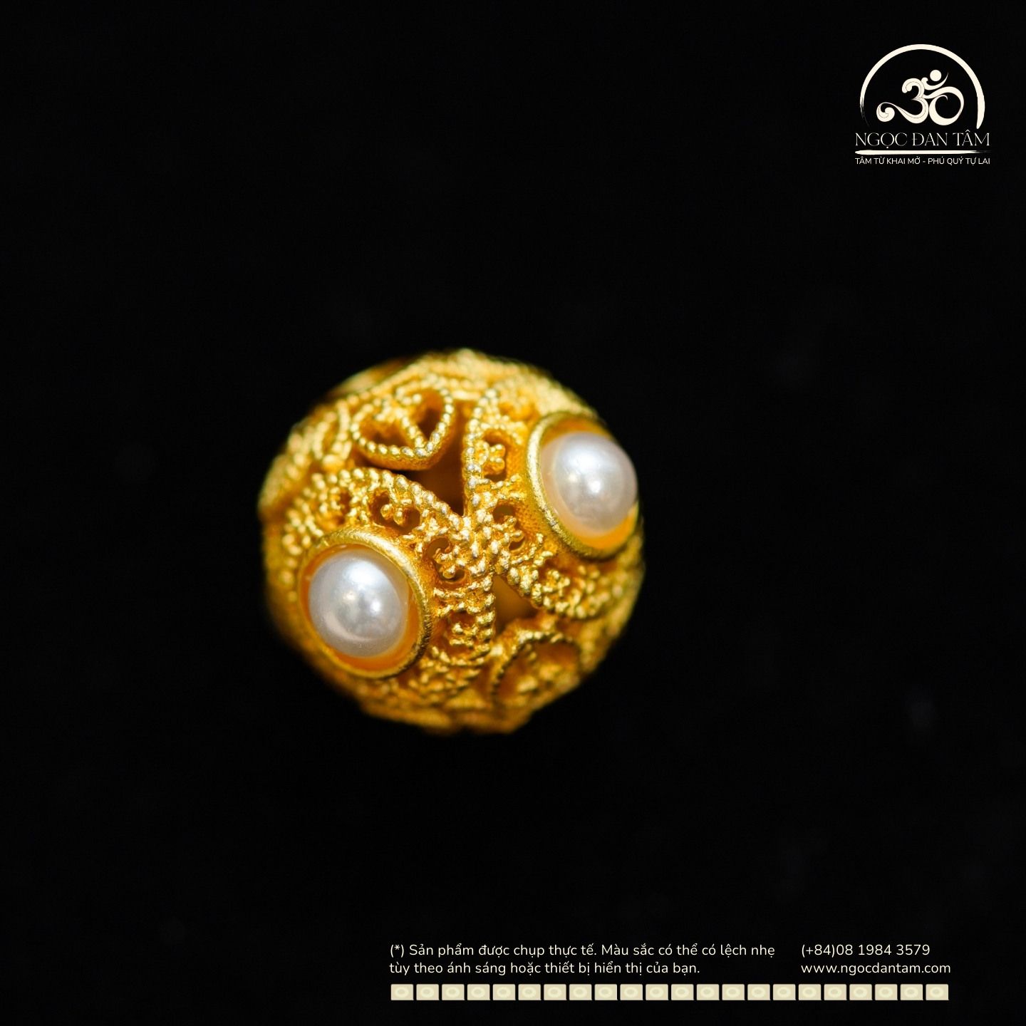 Charm Đệm Túi Cầu Ngọc Trai 11,49mm - Kim Loại Mạ Vàng Cao Cấp 